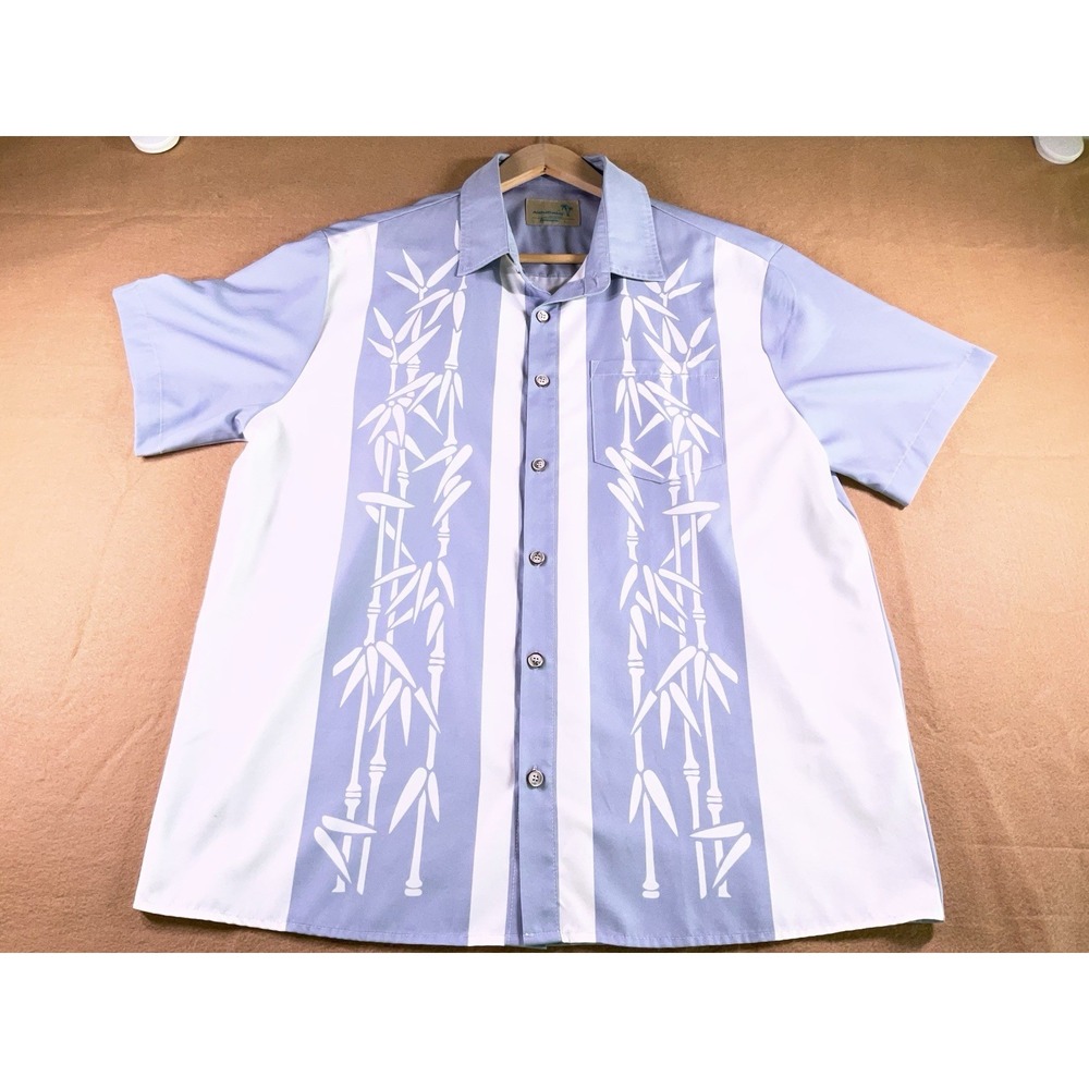 Aloha Daddy Classic & Fashion Hawaiian Shirt Mens LG Light Blue, White Button Up